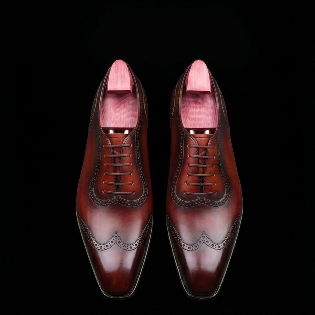 Mestre Genuine Brown Leather Wingtip Oxford Shoes