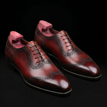 Mestre Genuine Brown Leather Wingtip Oxford Shoes
