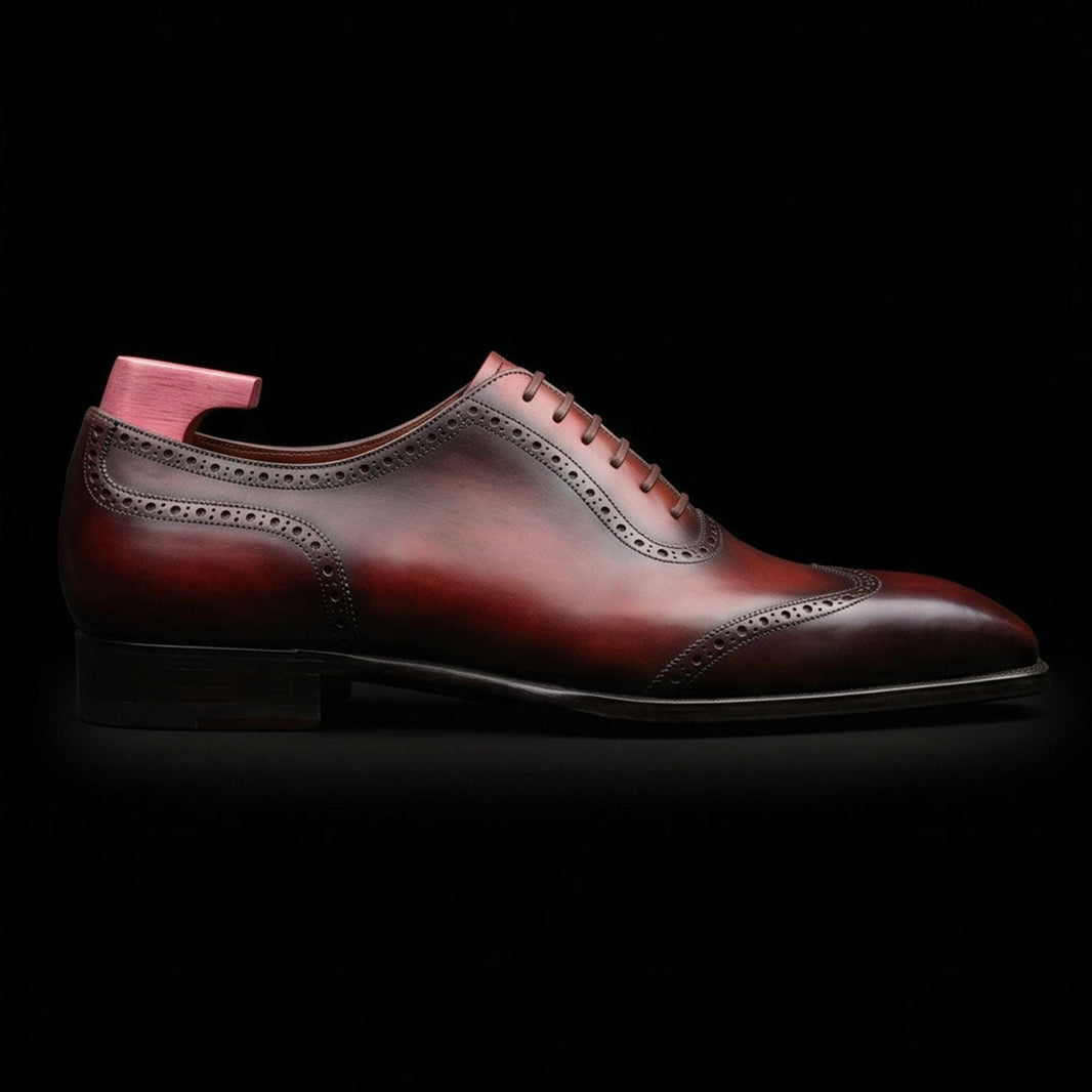 Mestre Genuine Brown Leather Wingtip Oxford Shoes