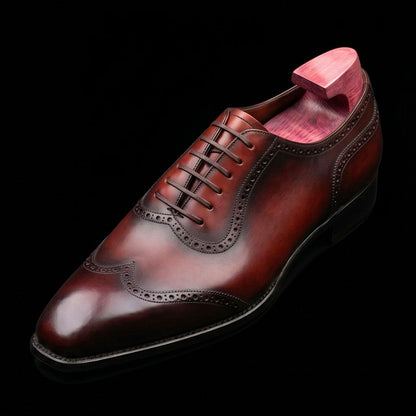 Mestre Genuine Brown Leather Wingtip Oxford Shoes