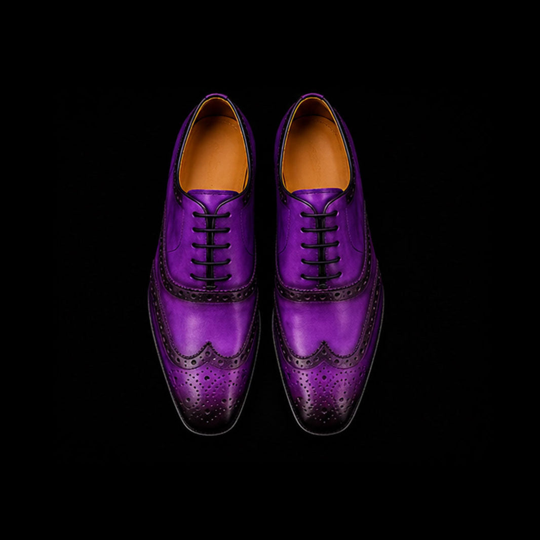 Riva del Garda Genuine Purple Leather Wingtip Oxford Shoes