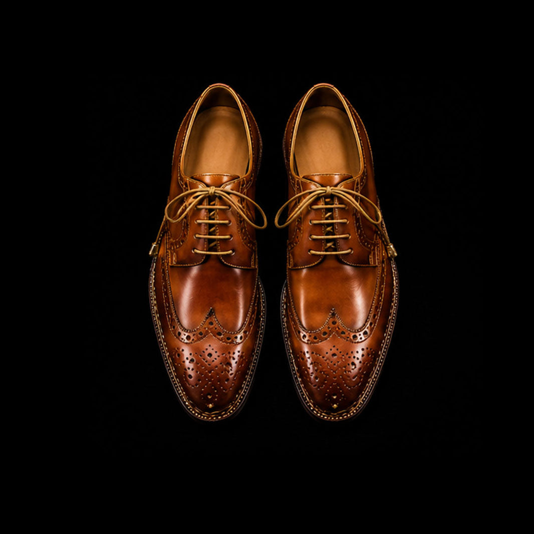 Bassano Genuine Tan Leather Wingtip Oxford Shoes