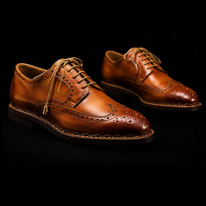 Bassano Genuine Tan Leather Wingtip Oxford Shoes