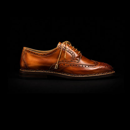 Bassano Genuine Tan Leather Wingtip Oxford Shoes