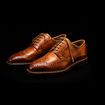 Bassano Genuine Tan Leather Wingtip Oxford Shoes