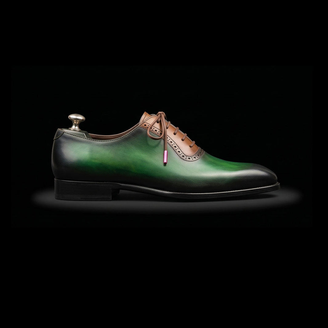 Parma Green & Brown Patina Leather Oxford Shoes