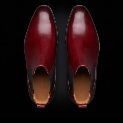 Rieti Luxury Ox-Blood Leather Ankle High Chelsea Boots