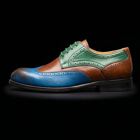 Trapani Multi Color Genuine Leather Wingtip Oxford Shoes