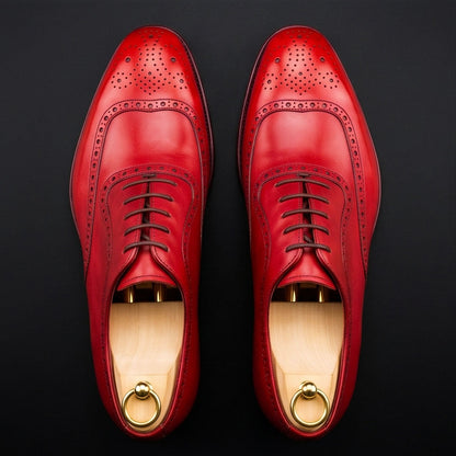 Enna Red Leather Formal Lace Up Oxford Shoes