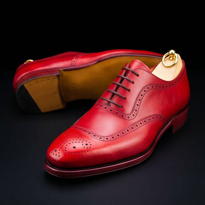 Enna Red Leather Formal Lace Up Oxford Shoes