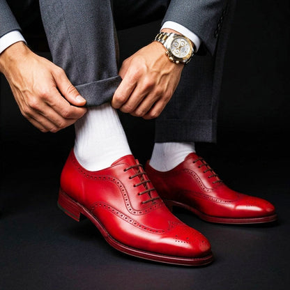 Enna Red Leather Formal Lace Up Oxford Shoes