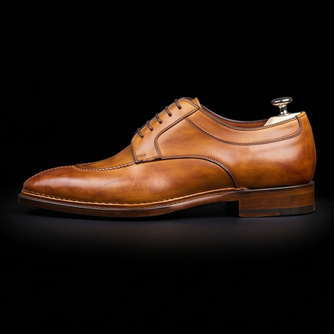 Seregno Tan Brown Leather Slip Toe Oxford Shoes