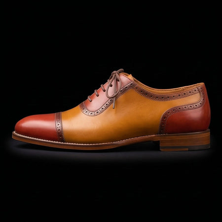 Grosseto Two Tone Brown Leather Oxford Shoes