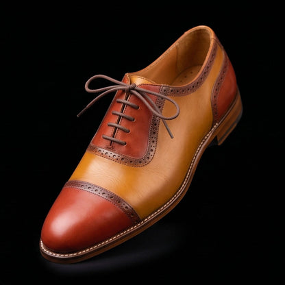 Grosseto Two Tone Brown Leather Oxford Shoes