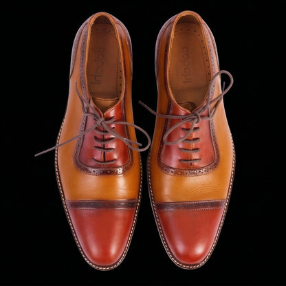 Grosseto Two Tone Brown Leather Oxford Shoes