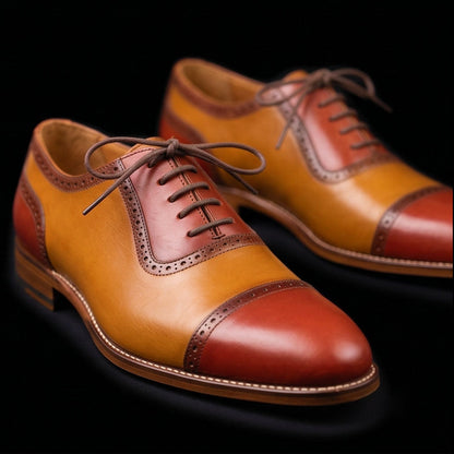 Grosseto Two Tone Brown Leather Oxford Shoes