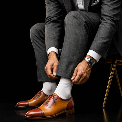 Grosseto Two Tone Brown Leather Oxford Shoes