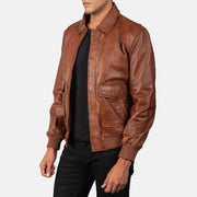 Coffmen Brown A2 Leather Bomber Jacket