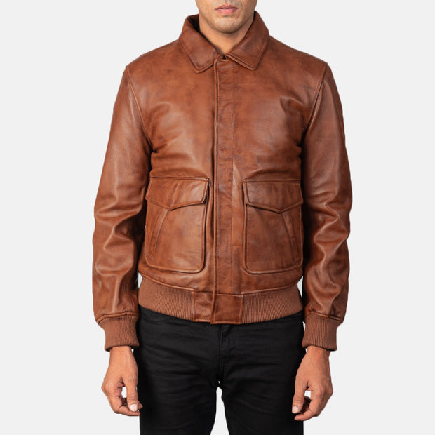 Coffmen Brown A2 Leather Bomber Jacket