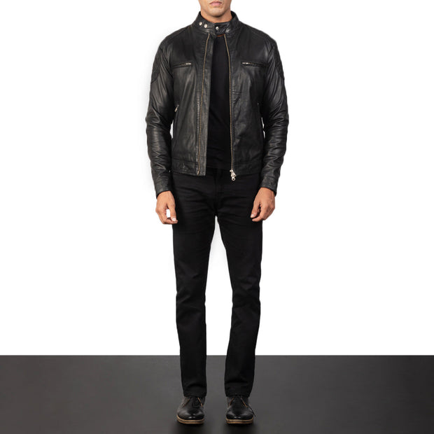 Gatsby Black Leather Biker Jacket