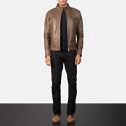 Gatsby Mocha Leather Biker Jacket