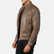 Gatsby Mocha Leather Biker Jacket