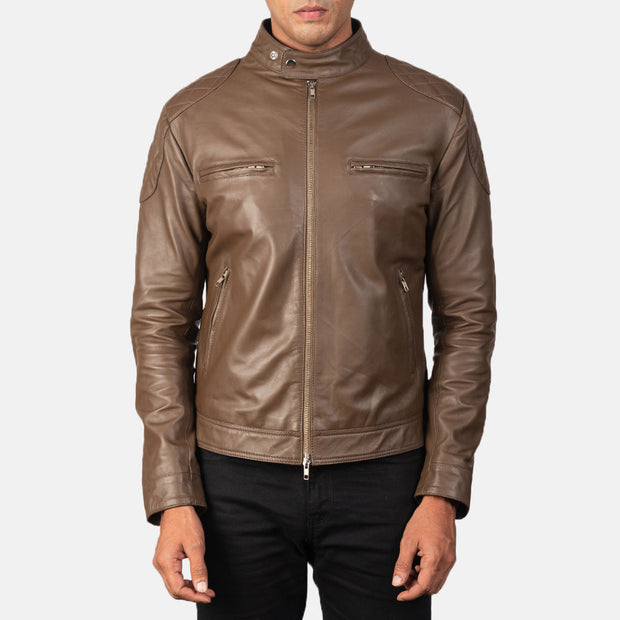 Gatsby Mocha Leather Biker Jacket