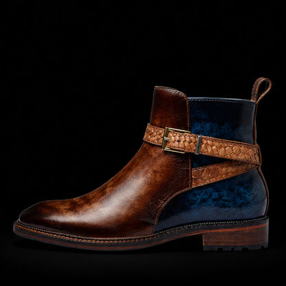 Cantu Cross Strap Boots- Brown & Blue