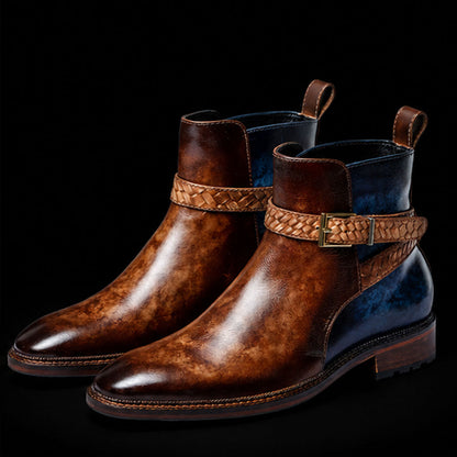 Cantu Cross Strap Boots- Brown & Blue