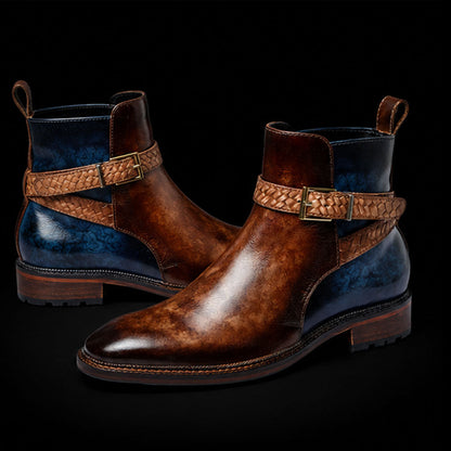 Cantu Cross Strap Boots- Brown & Blue