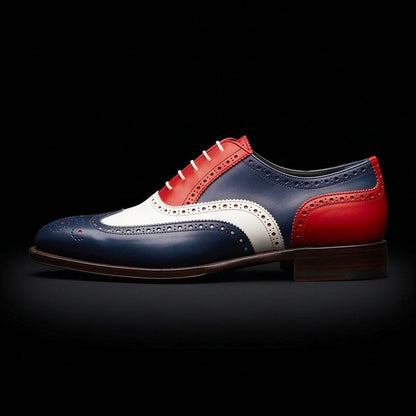 Todi Tri Tone Leather Wingtip Oxford Shoes