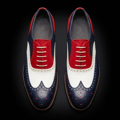Todi Tri Tone Leather Wingtip Oxford Shoes