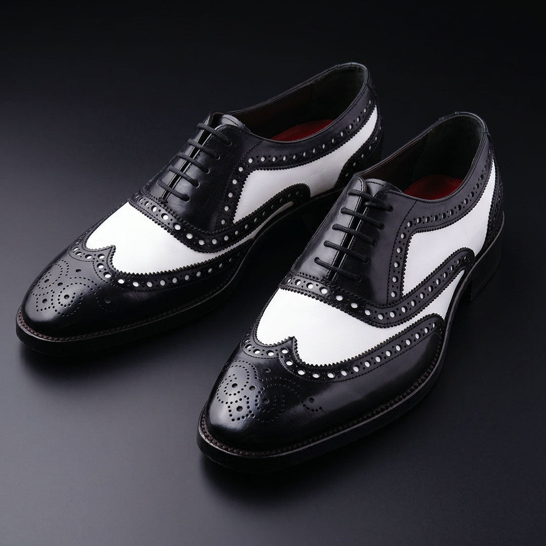 Bari Spectator Wingtip Oxford - Black & White
