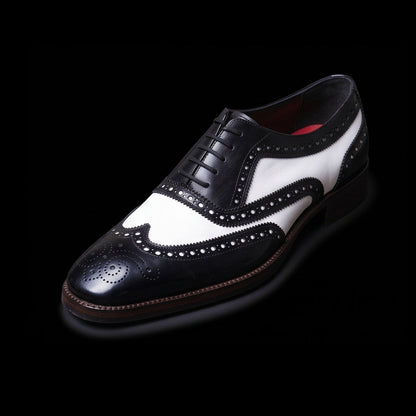 Bari Spectator Wingtip Oxford - Black & White