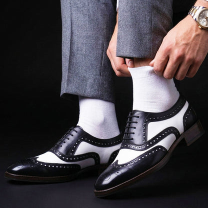 Bari Spectator Wingtip Oxford - Black & White