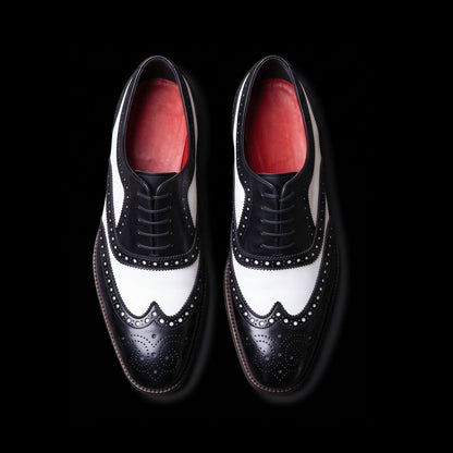 Bari Spectator Wingtip Oxford - Black & White