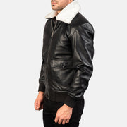 Airin G-1 Black & White Leather Bomber Jacket