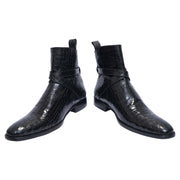 Men's Black Alligator Leather Ankle High Jodhpur Boots