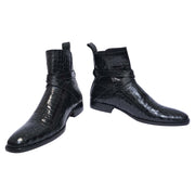 Men's Black Alligator Leather Ankle High Jodhpur Boots