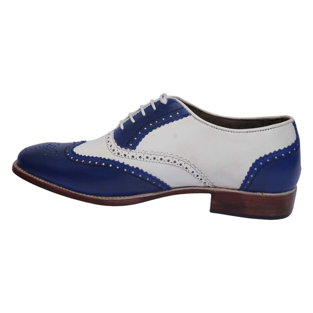 Men's Blue & White Leather Oxford Spectator Shoes