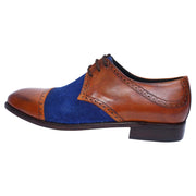 Men's Tan Brown & Blue Suede Leather Oxford Shoes