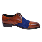 Men's Tan Brown & Blue Suede Leather Oxford Shoes