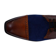 Men's Tan Brown & Blue Suede Leather Oxford Shoes