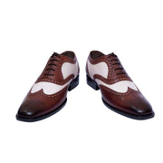 Men's Brown & White Leather Wingtip Spectator Shoes