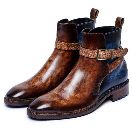 Cantu Cross Strap Boots- Brown & Blue