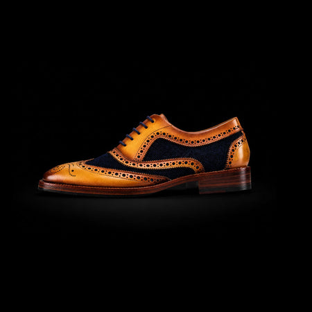 Tirano Wingtip Brogue Oxford- Navy Suede