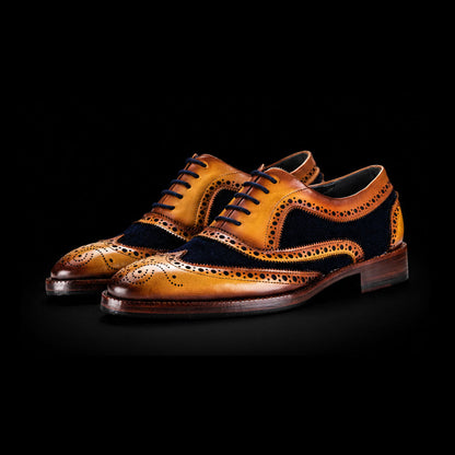 Tirano Wingtip Brogue Oxford- Navy Suede