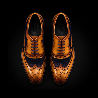 Tirano Wingtip Brogue Oxford- Navy Suede
