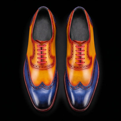 Roma Wingtip Brogue Oxford- Tan & Navy
