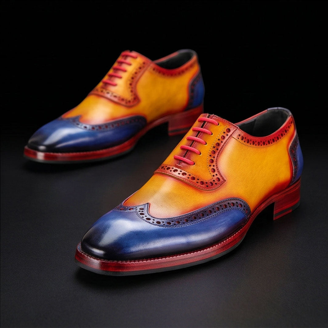 Roma Wingtip Brogue Oxford- Tan & Navy